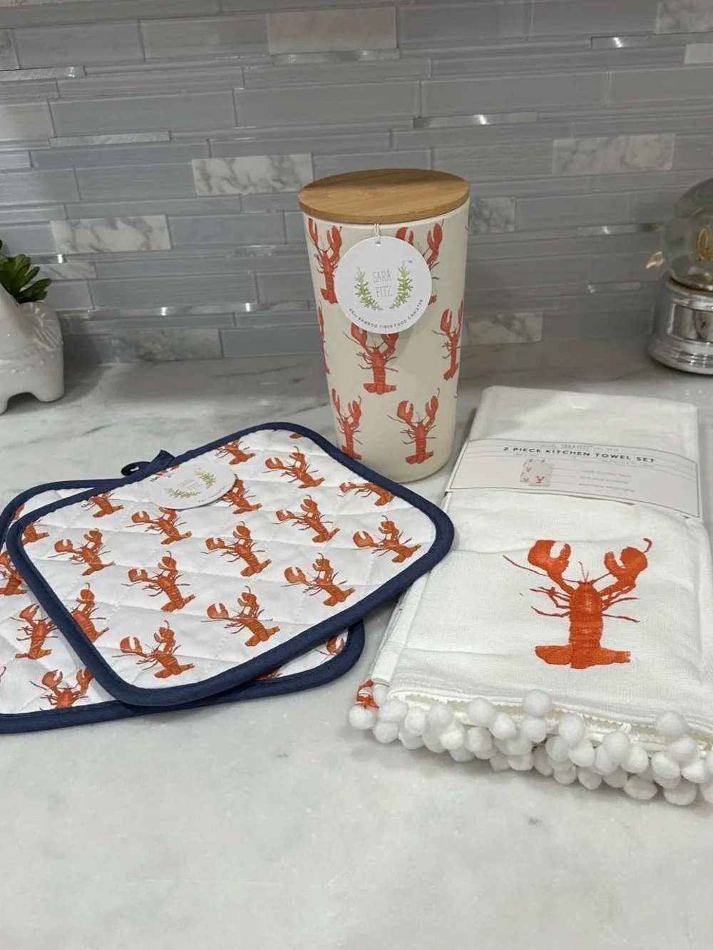 Sara Fitz™ Coastal Lobster 3-Piece Kitchen Set